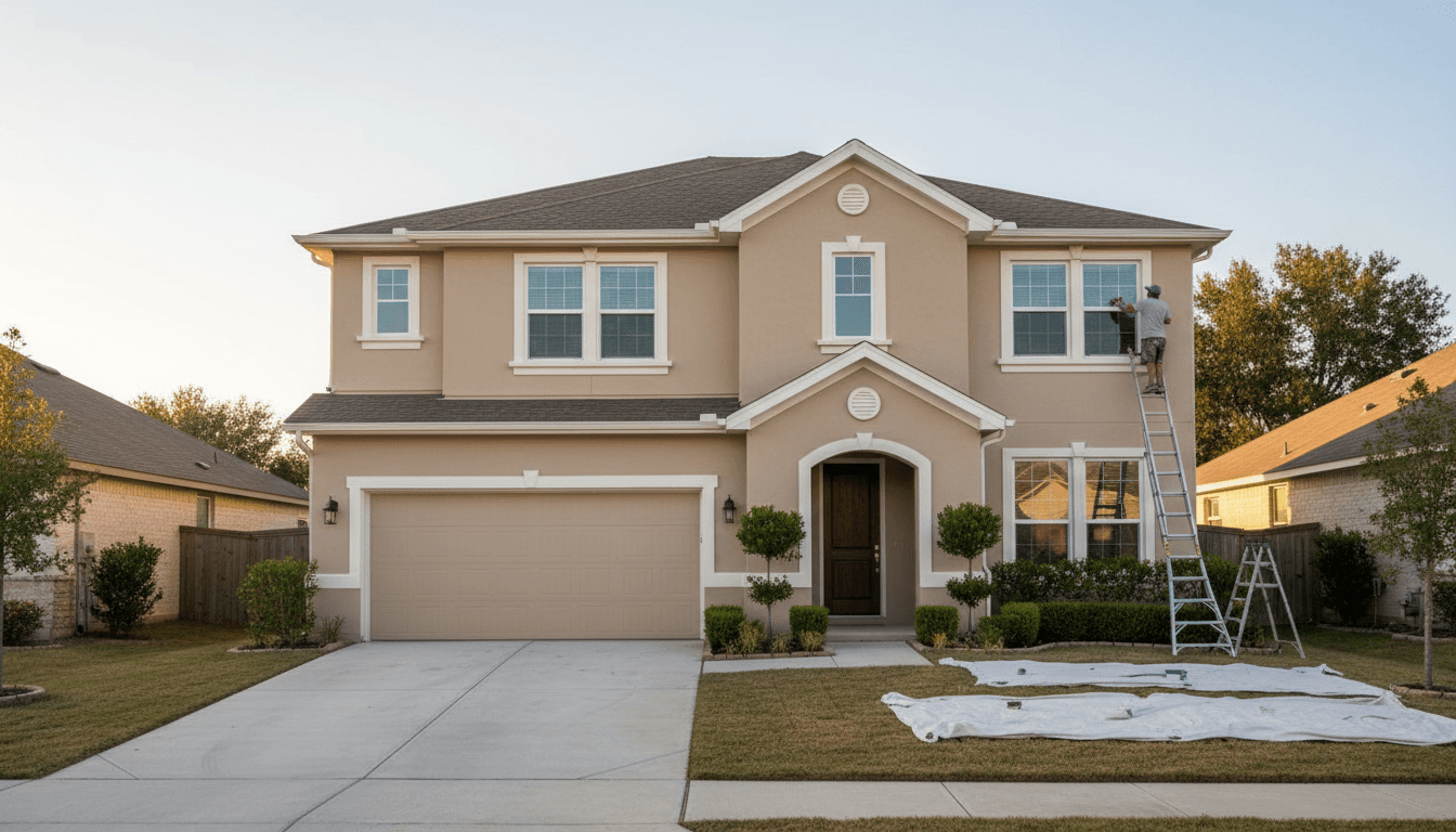 Upscale home exterior with fresh white paint