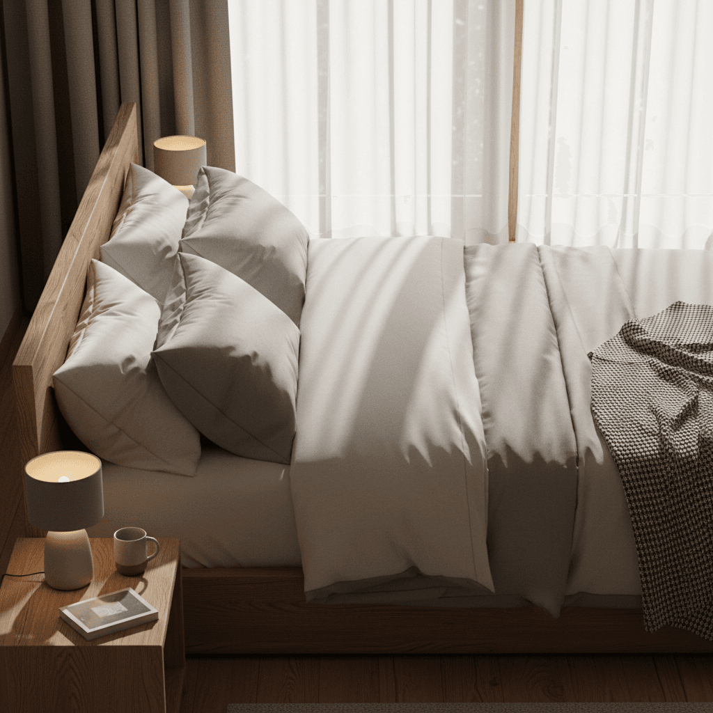 Finished bedroom with soft gray walls